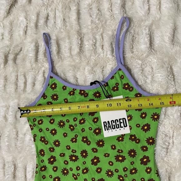 NWT THE RAGGED PRIEST Women’s Green Daisy Print Mini Dress - Picture 15 of 16